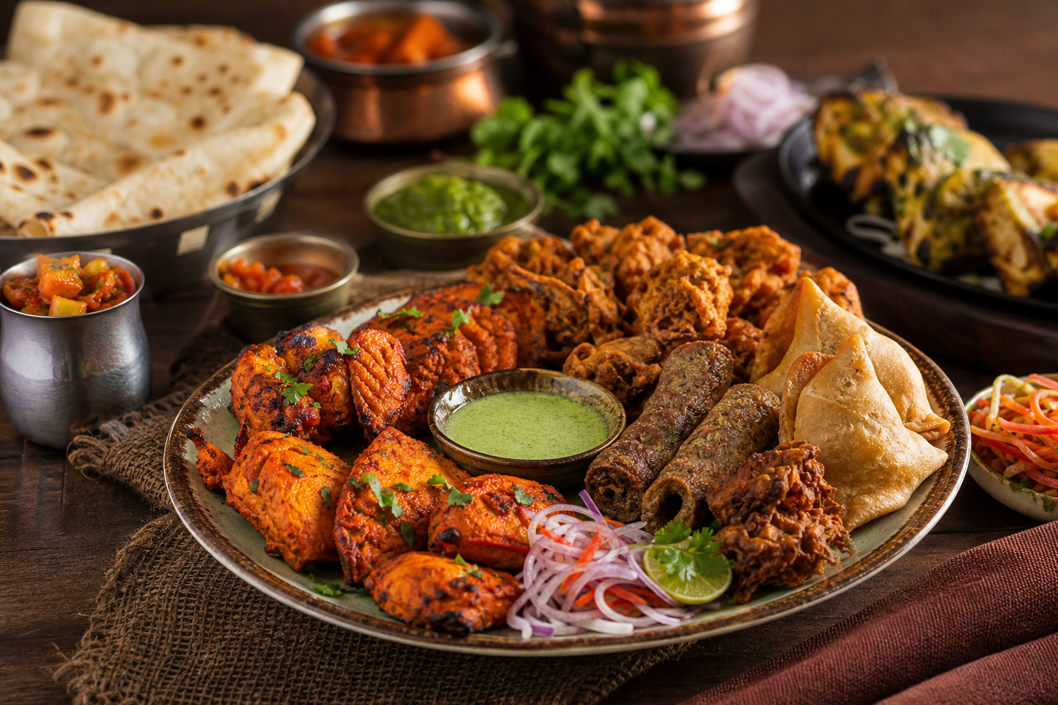 Choosing traditional starters at Taste of Amritsar